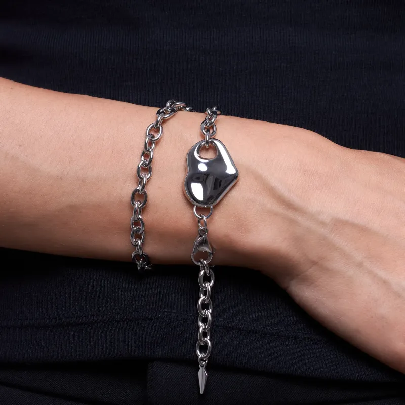 Pulsera plateada mujer corazón Center | Radiant