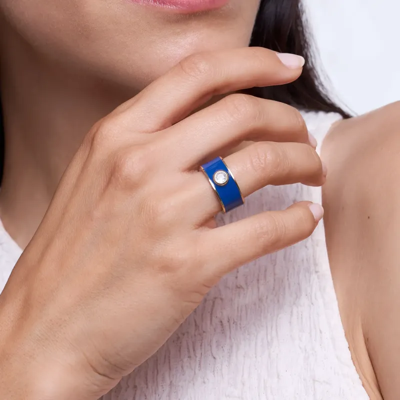 Anillo Mujer Marrakech Dorado y Azul | Radiant
