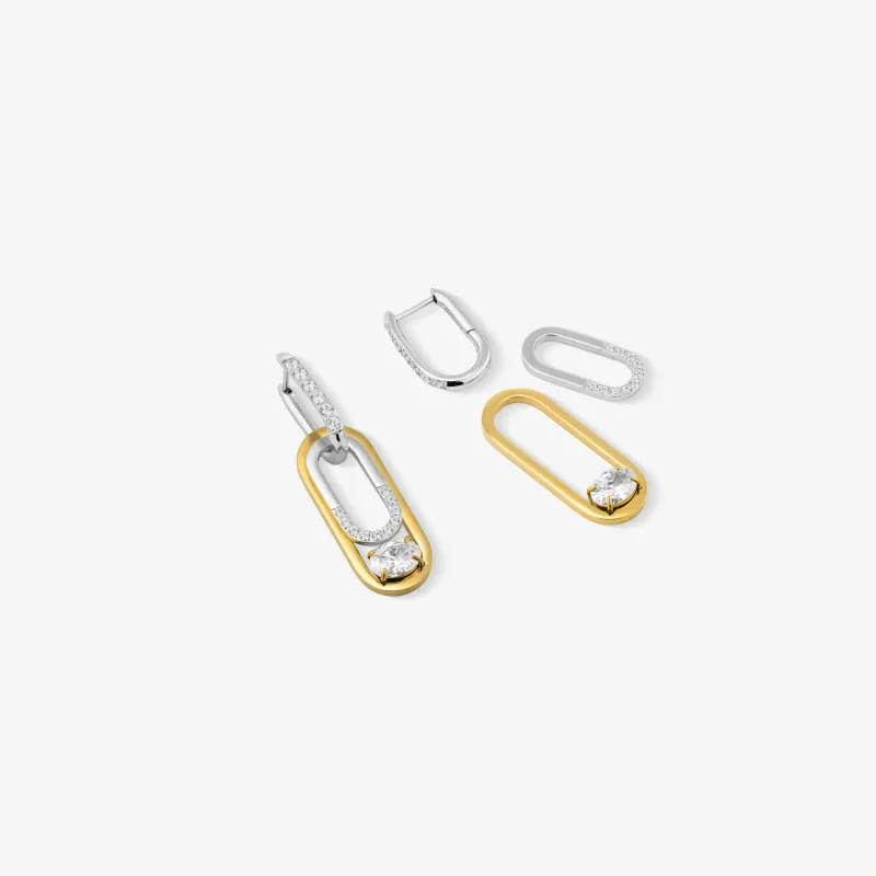 Pendientes bicolor mujer eslabón con cristal Iced | Radiant