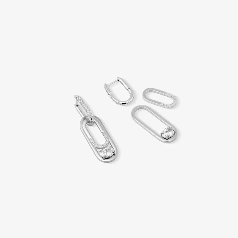 Pendientes plateados largos mujer Iced | Radiant