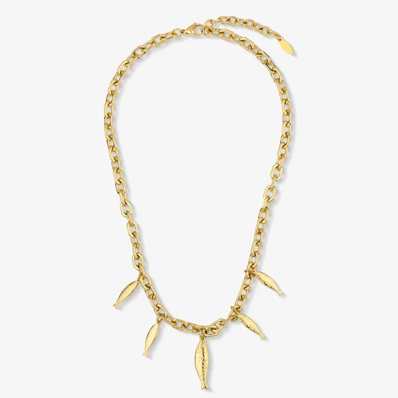 Collar largo dorado mujer con peces Sea | Radiant