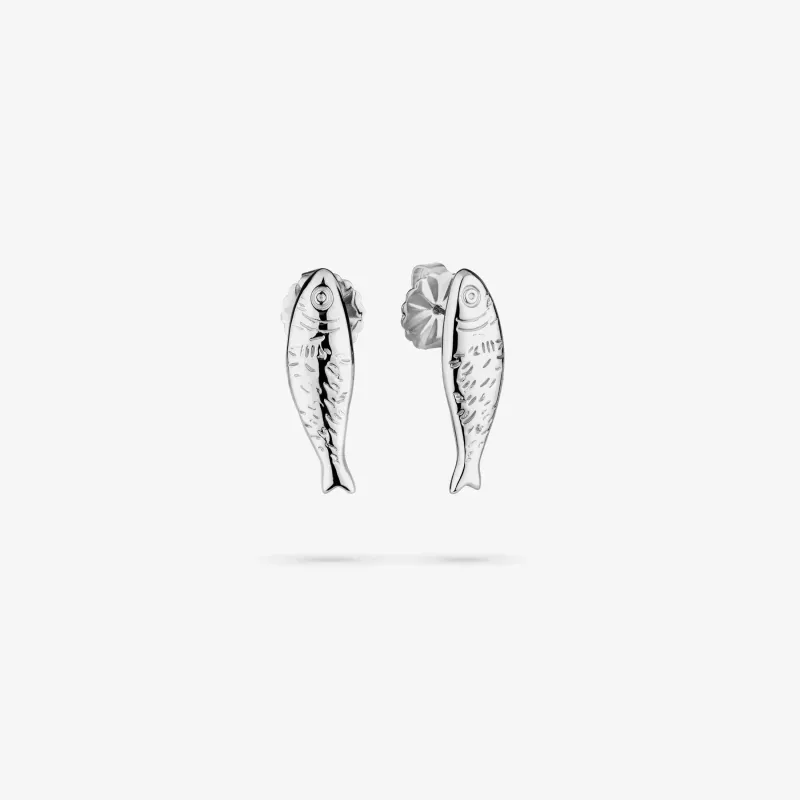 Pendientes plateados mujer pez marino | Radiant