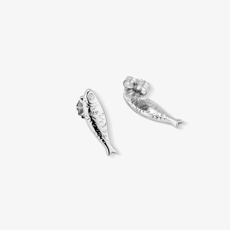 Pendientes plateados mujer pez marino | Radiant